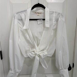 White Tie-Front Blouse/cardigan.